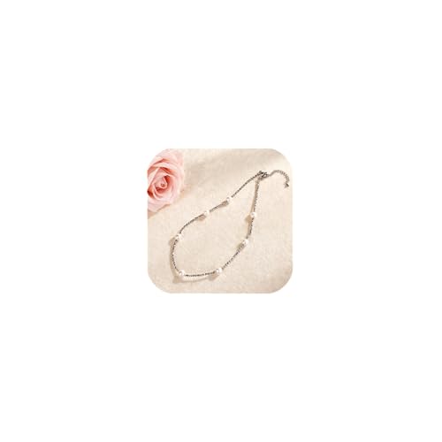 Genuin Real Freshwater Pearl Necklace,Black Peacock Pearl Choker Necklaces for Women,Hematite Gold/Silver Beaded Simple Pearl Necklace,Dainty Adjustable Pearl Jewelry Mother's Valentine Day Gifts