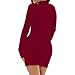 Yajedo Cocktail Dresses for Women 2027 Fall Fashion Bodycon Long Sleeve High Neck Party Club Going Out Mini Dress Burgundy