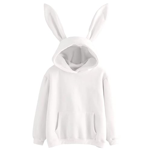 Generisch Sudadera con capucha para mujer, divertida, bonita, de manga larga, con orejas de conejo, capucha, otoño, invierno, sudadera con capucha, suave, transpirable, parte superior, informal