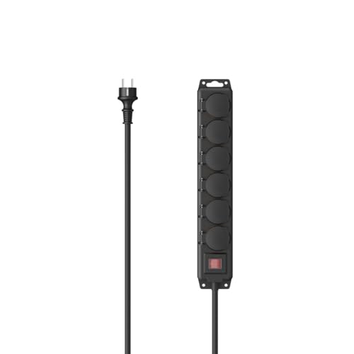 Hama Multiprise Etanche 6 Prises avec Interrupteur (Multiprise Extérieur, Montage Mural, Rallonge 2m, Bloc 6 Prises IP44 avec Couvercle, Prises Schuko...