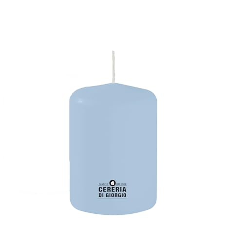 Candela diametro 7 cm altezza 10 cm - Colore Celeste bebé - Per operatori Horeca, eventi e decorazione della casa - Durata 55 ore - Cereria Di Giorgio