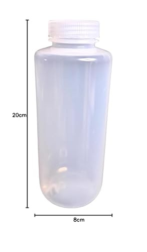 Image of AANIJ Plastic Reagent Bottle Wide Mouth 1000 ml Laboratory Grade Polypropylene mold, Screw Cap for Laboratory, School & Industrial Use Pack of (3)