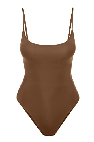 Narecte Sexy One Piece Bathing Suit for Women Tummy Control High Cut One Piece Swimsuit Womens Khaki L