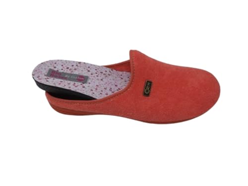 Biorelax Zapatillas de Estar por casa/Mujer Apto Plantilla ortopedica/Plantilla Extraible/Empeine :Algodón Rizo/Coral/Talla 39