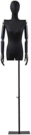 Torso Mannequin Stand, Female Mannequin Torso, Sturdy Half-Length Clothing Display Frame with Solid Wood Arm, Store Adjustable Woman Dress Form,