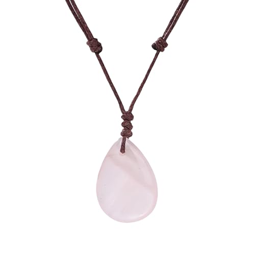 [JoyFusion] 涙滴 パワーストーン 開運お守りネックレス 天然石 レディース メンズ ブラックオブシディアン ローズクォーツ アメジスト マラカイト オニキス ラリマー ペンダントトップ ローズクォーツ