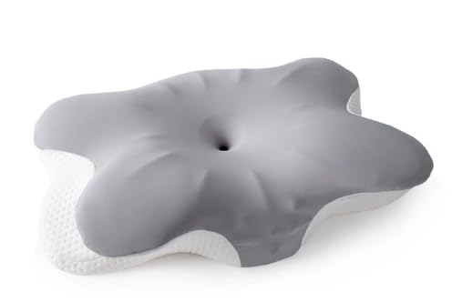 Ftemglo Almohada cervical ortopédica, almohada de espuma de memoria, cojín cervical para cuello y hombros, alivio del dolor, almohada ergonómica para espalda, lados y boca abajo, 64 x 41 x 10/14 cm