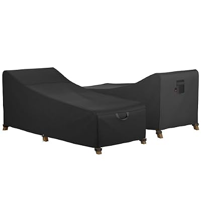iBirdie Outdoor Lounge Chaise Chair Cover 76L x 28W x 28H inch Waterproof Patio Furniture Covers Lawn Pool Chair Cover 2 Pack Black
