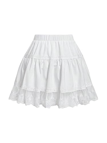 SweatyRocks Women's Y2k Lace A-Line Skirts Summer Elastic High Waisted Mini Skirts2