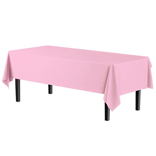 Exquisite 12-Pack Premium Plastic Tablecloth 54in. x 108in. Rectangle - Pink
