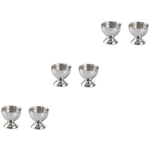 COLLBATH 6 Pcs Stainless Steel Egg Cup Portable Egg Holder Egg Poacher Cooker Egg Cup Holder Plant Egg Tray Egg Holder Stand Refrigerator Egg Tray Egg Holder for Fridge Boiled Egg Stand