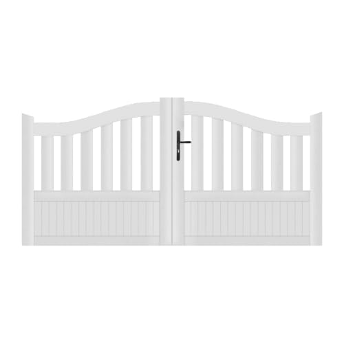 Gefradis Portail battant PVC Largeur 350 cm x Hauteur 146 cm Semi ajouré Brest galbé Fabrication...