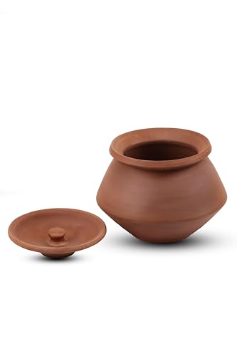 The Kumbhar Dahi Handi Clay Pot 750 ML, Traditional Eco-Friendly Curd Pot with lid, Handcrafted Terracotta Pot for Curd/Yogurt Storage