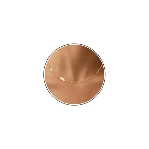 Collar con inicial de pata de perro para mujer, regalos conmemorativos para amantes de los perros, collar con inicial para mujeres con gato lateral, delicado collar chapado en oro de 14 quilates, no