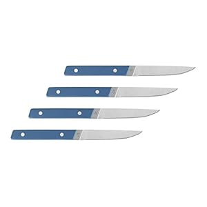 Misen Steak Knives Set of 4 – Precision Serrated Blades for Effortless Dining – Stainless Steel – Superior Cuts with Four Steak Knives Handles for Stylish Elegance – Blue