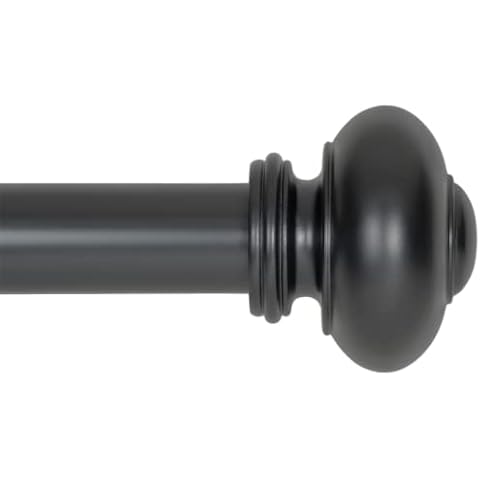 Ivilon Drapery Window Curtain Rod - Knob Design, 1 Inch Rod, 28 to 48 Inch. Black Cover