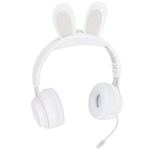 Kids Headphones, Bluetooth 5.0 Headphones with Rabbit Ear, Over Ear LED Light Foldable Wireless Headset, Support TF/AUX