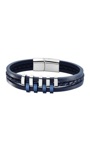 LOTUS STYLE Pulsera Hombre Acero Inoxidable 316L Brazalete de Diseño Sofisticado, Confortable y Resistente al Agua - Pulseras Hombre - Azul 215.00 mm LS1838-2/2 - Regalo de Cumpleaños, Día del Padre