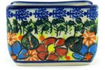 Polmedia Polish Pottery 3-inch Stoneware Sugar Packet Holder H3446H Hand Painted from CER-Maz in Boleslawiec Poland. Shape S972D(207) Pattern P6528A(D111) Unikat