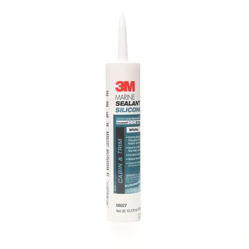 3M Marine Grade Silicone Sealant (08027) – For Boats and RVs - White – 1/10 Gallon Cartridge