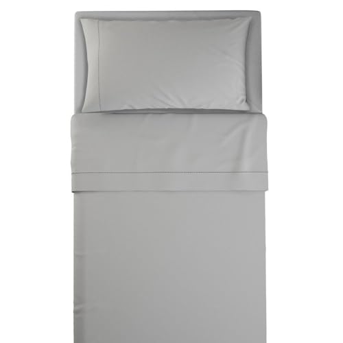 L'ANTICO ARCOLAIO - Completo Lenzuola Letto Singolo 100% Cotone Italiano, Set Anallergico e Antiacaro, Federe Cuscini Incluse, Qualità e Manifattura Made in Italy Certificata (Grigio)