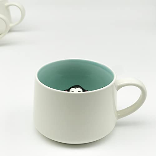 NOSCOMP 3D Animal Cup Coffee Mug Comes with a Cute Inside Creative Morning Mug Animal Cup for Hot and Cold Tea Milk Coffee Perfect for Kids (Monkey) (Ceramic)