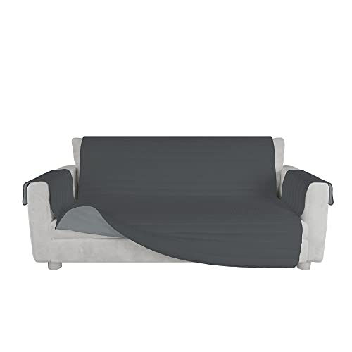 Italian Bed Linen Copridivano bicolore in microfibra TRENDY, Grigio Chiaro/Grigio Scuro, 3 Posti