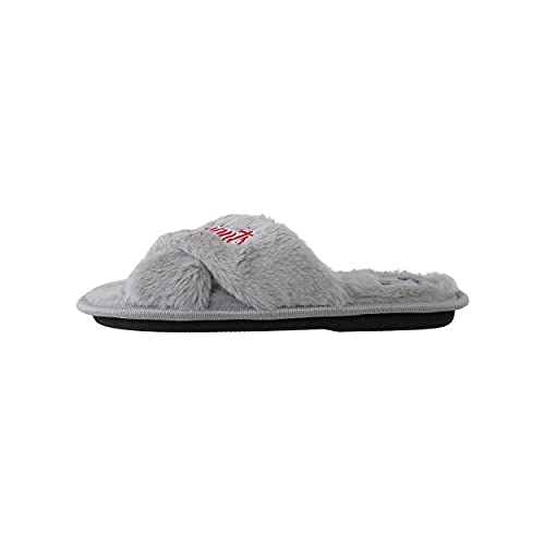 Image of FOCO Womens NFL Team Script Wordmark Fuzzy Cross Slide Slippers