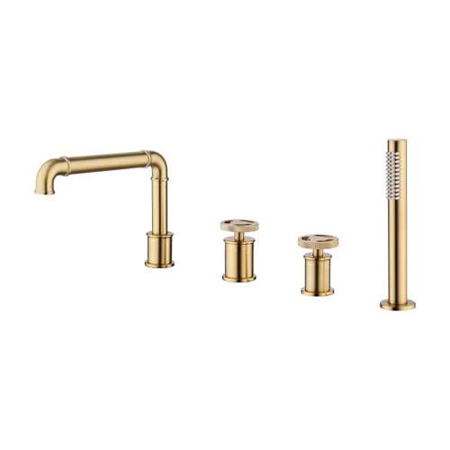 Mitigeur de baignoire anti-trace or brossé 4 trous pour remplacer votre vieux robinet