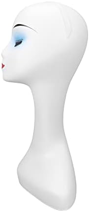 Female Mannequin Head with Stable Base, Odorless Lightweight Polypropylene Wig Display Head, Elegant Makeup Mannequin Bust for Wigs, Hats, Jewelry Salon Shop Display & Makeup Painting Traini