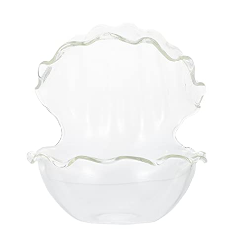 DOITOOL European Nordic Style Glass Clear Salad Bowls Decorative Sea Shell Shaped Salad Plates for Salad Fruit Vegetable Biscuit Dessert
