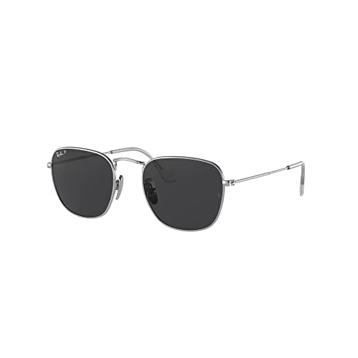 Ray-Ban Óculos De Sol Quadrados Titânio Frank Rb8157 Masculino, Polarizados, Prateados/Pretos, 51 Mm