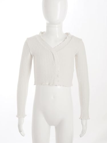 Hansber Kids Girls Cardigan Sweater Long Sleeve Ribbed Shrug Crop Tops Ballet Dance Wrap Tops Coat Dancewear4