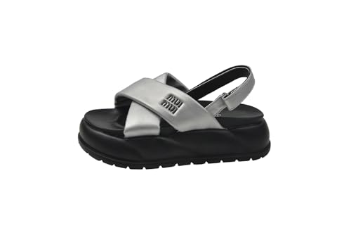 Womens Sandals Cross strap thick sole casual sandals for women all-match beach shoes outdoor lightweight height-enhancing Roman shoes