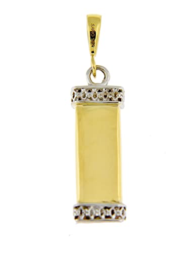 Ckl International 14K Gold Two Tone Mezuzah 3D Pendant Charm #TOP2