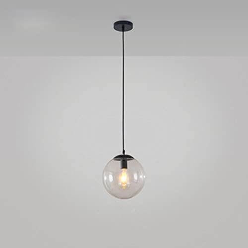 Lámpara colgante de vidrio transparente nórdica con cabezal monofoco industrial de 1m