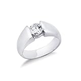 GV GIOIELLI DI VALENZA Anello solitario in oro bianco 18k con diamante, ct. 0,70. Incastonatura a battuto (08)