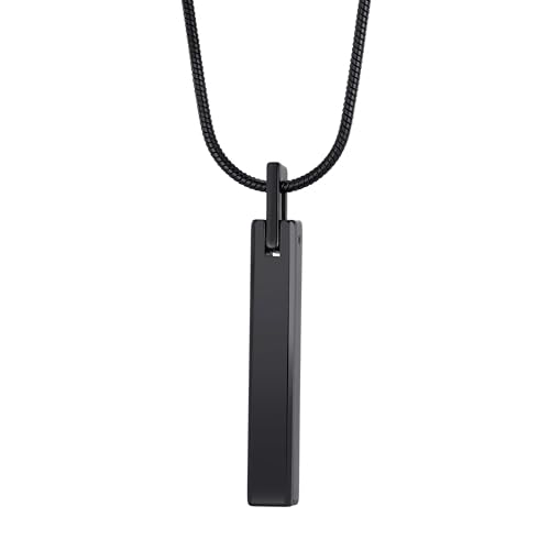 Tungsten Steel Bar Pendant Necklace for Men and Women 24 Inch Snake Chain