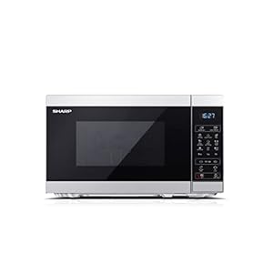 SHARP MG02ES Mikrowelle mit Grill (Mikrowelle: 800W, Grill: 1000W, 11 Leistungsstufen, Auftaufunktion, Abmessungen: 440x258x324cm), silber
