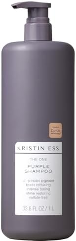 Kristin Ess Hair The One Purple Shampoo - Toning for Blonde Hair, Neutralizes Brass + Yellow Tones, Sulfate Free, 33.8 fl oz