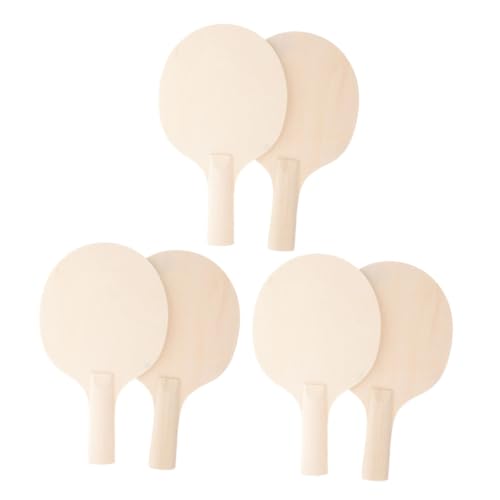 KICHOUSE 6個スポーツ用無塗装木製卓球ラケット グリップ付き クラフト用 署名記念対応 軽量耐久 プレイスル多様対応