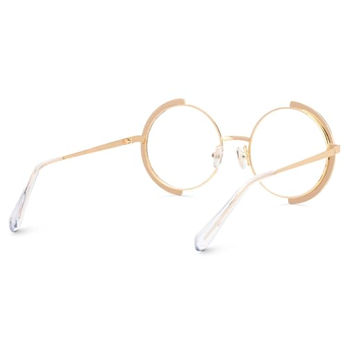 Image of Zeelool Vintage Metal Round Eyeglasses Frame for Women with Non-prescription Clear Lens ZJGM351423