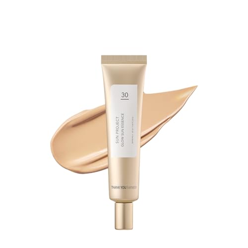 THANKYOU FARMER Glow Sun Essence 40 ml SPF 30 - Crema solar facial ligera con niacinamida, aloe vera, escualano, antiarrugas y protección UV