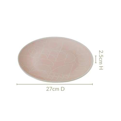 Image of Nestasia Ceramic Dinner Plates Set of 4 (10 Inch Each) - Microwave & Dishwasher Safe Full Plates with Geometric Pattern - Perfect for Home, Kitchen, Dining & Gifting (Pastel Pink Matte Finish)