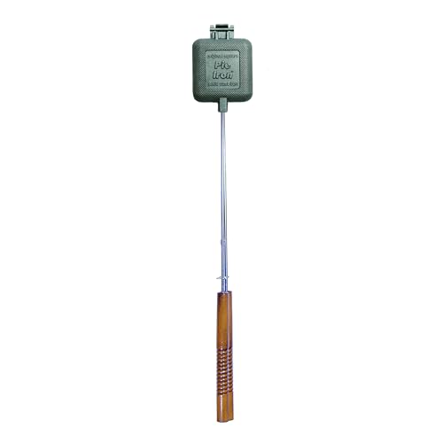 ROME Square Cast Iron Pie Iron Sandwich Cooker For Campfire Fire Pit and BBQ Use, Original Iconic Design, 28' Long With Steel Rods and Wood Handles #1705