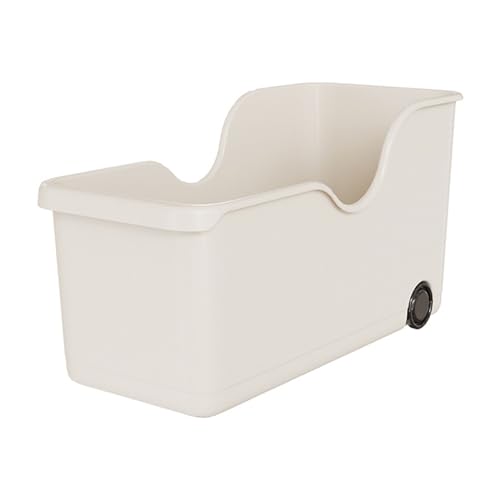 Contenedor de Almacenamiento de Plástico, Organizador de Gabinete Estrecho con 2 Ruedas, Caja de Almacenamiento de Cocina para Congelador, Armario, Baño, Cuarto de Lavado
