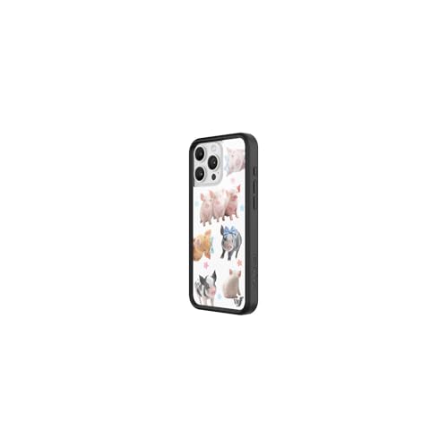 Image of Wildflower Cases - Compatible with iPhone 16 Pro Max | Protective Black Bumper, 6.5ft Drop Test Certified, Women Owned Small Business | Pigs Pink Blue Stars Aesthetic Trendy Cute | Little Piggies