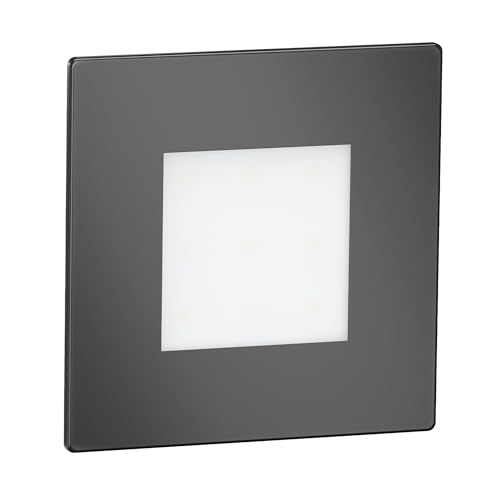 ledscom.de 15 Stück LED Treppenlicht/Wandeinbauleuchte FEX für innen und außen, eckig, anthrazit, 85 x 85mm, kaltweiß