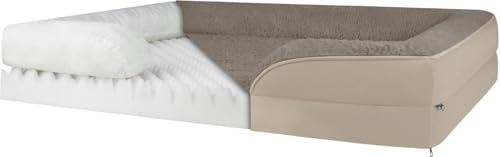 normani Ergonomisches Hundebett für große, mittlere und kleine Hunde - Ortopädisches Hundekissen - Hundecouch mit hohem Rand Farbe Beige Größe 60 cm x 80 cm x 16 cm