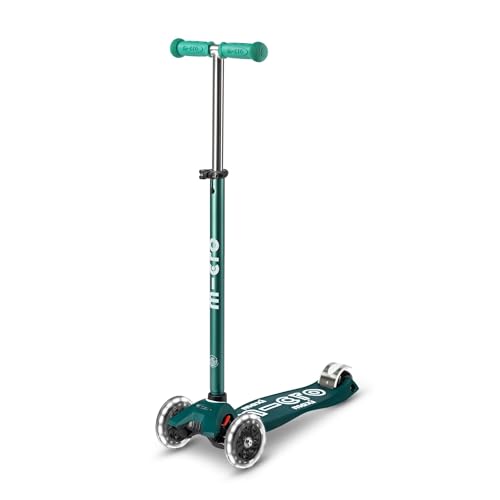 Micro | Trottinette Enfant Maxi LED Deluxe | Trottinette 3 Roues | Plastique Recyclé | Roue Lumineuses | 5-12 Ans | Eco LED Vert